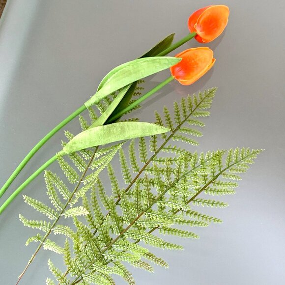 Set/4 Lacey Fern Fronds Faux Greenery Stem Artificial Foliage Floral Arrangement - Picture 4 of 6